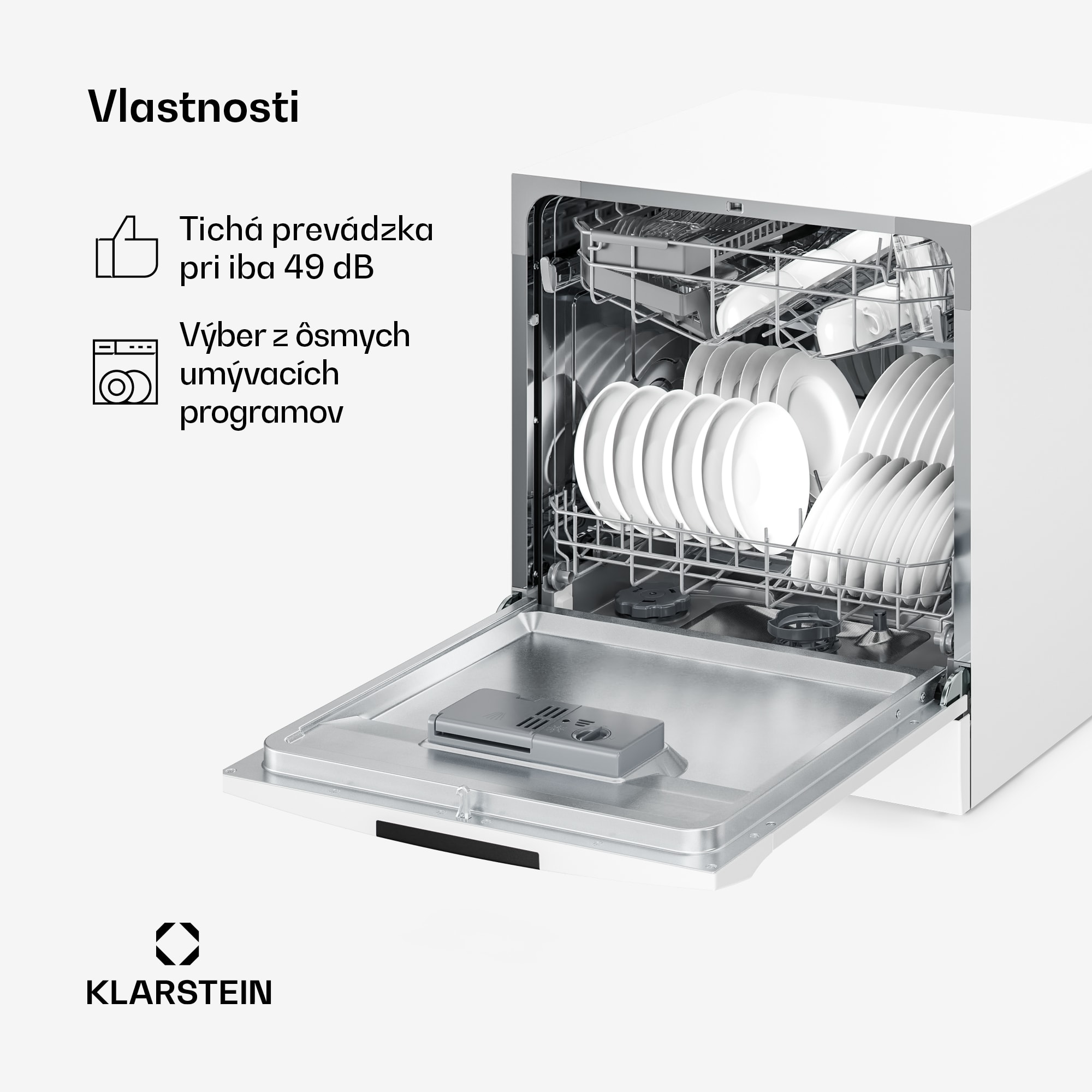 Klarstein Amazonia vstavaná umývačka riadu | 8 programov | Aqua-Stop technológia | 1620 W | 55 cm