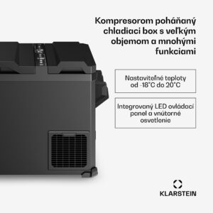 Klarstein Arctiq Duo chladiaca box | S kompresorom | 43 l | 58 plechoviek | -18 - 20 °C | Čierna | 78 cm