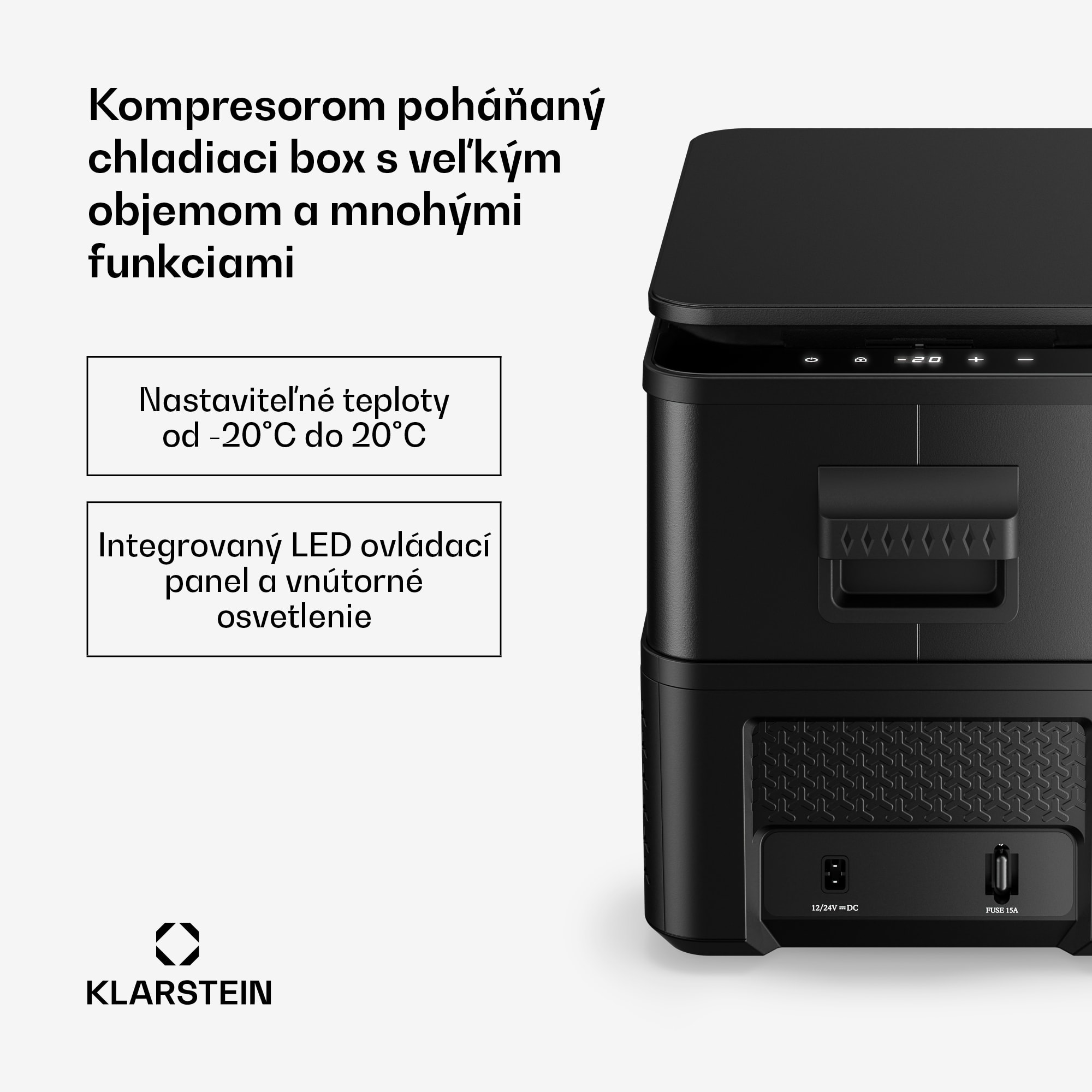 Klarstein Arctiq chladiaca box | S kompresorom | 27 litrov | 36 plechoviek | -20 - 20 °C | Čierna | 60 cm