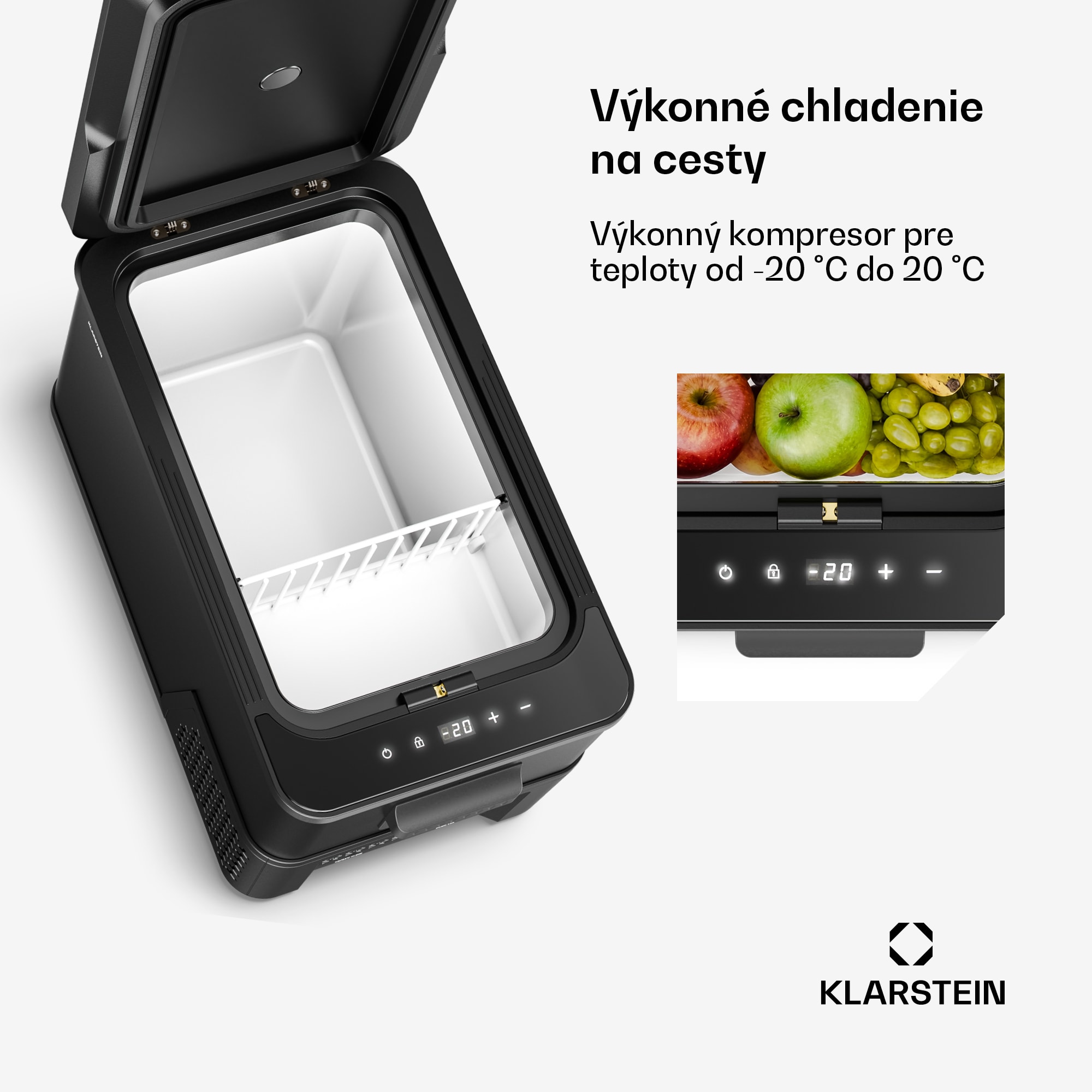 Klarstein Arctiq chladiaca box | S kompresorom | 27 litrov | 36 plechoviek | -20 - 20 °C | Čierna | 60 cm – Obrázok 3