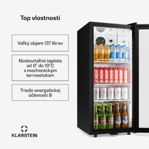 Klarstein GrandCooler Gastro chladič nápojov | 106 x 46 cm | LED vnútorné osvetlenie | Čierny
