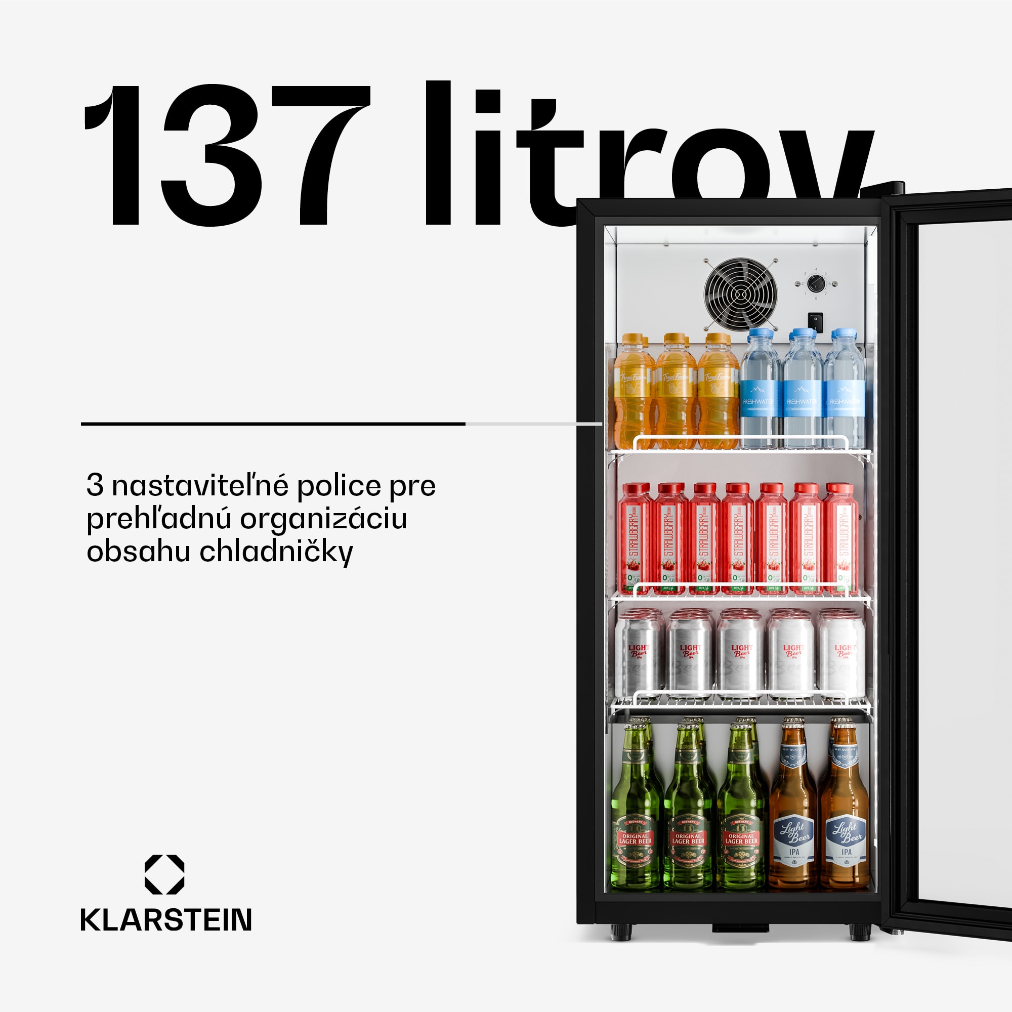 Klarstein GrandCooler Gastro chladič nápojov | 106 x 46 cm | LED vnútorné osvetlenie | Čierny – Obrázok 2