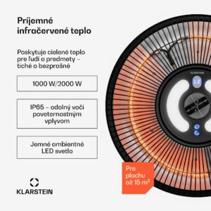 Klarstein LumiHeat infračervené stropné vykurovanie | 2000 W | 15 m² | LED svetlo | 42 cm x 42 cm