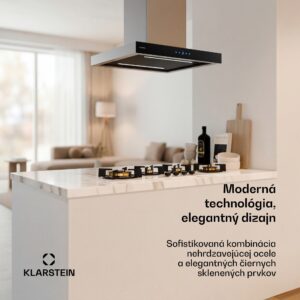 Klarstein Valeria ostrovčekový digestor | Režimy odsávania a recirkulácie | Elegantný dizajn z nehrdzavejúcej ocele | 632 m³/h | 60 cm