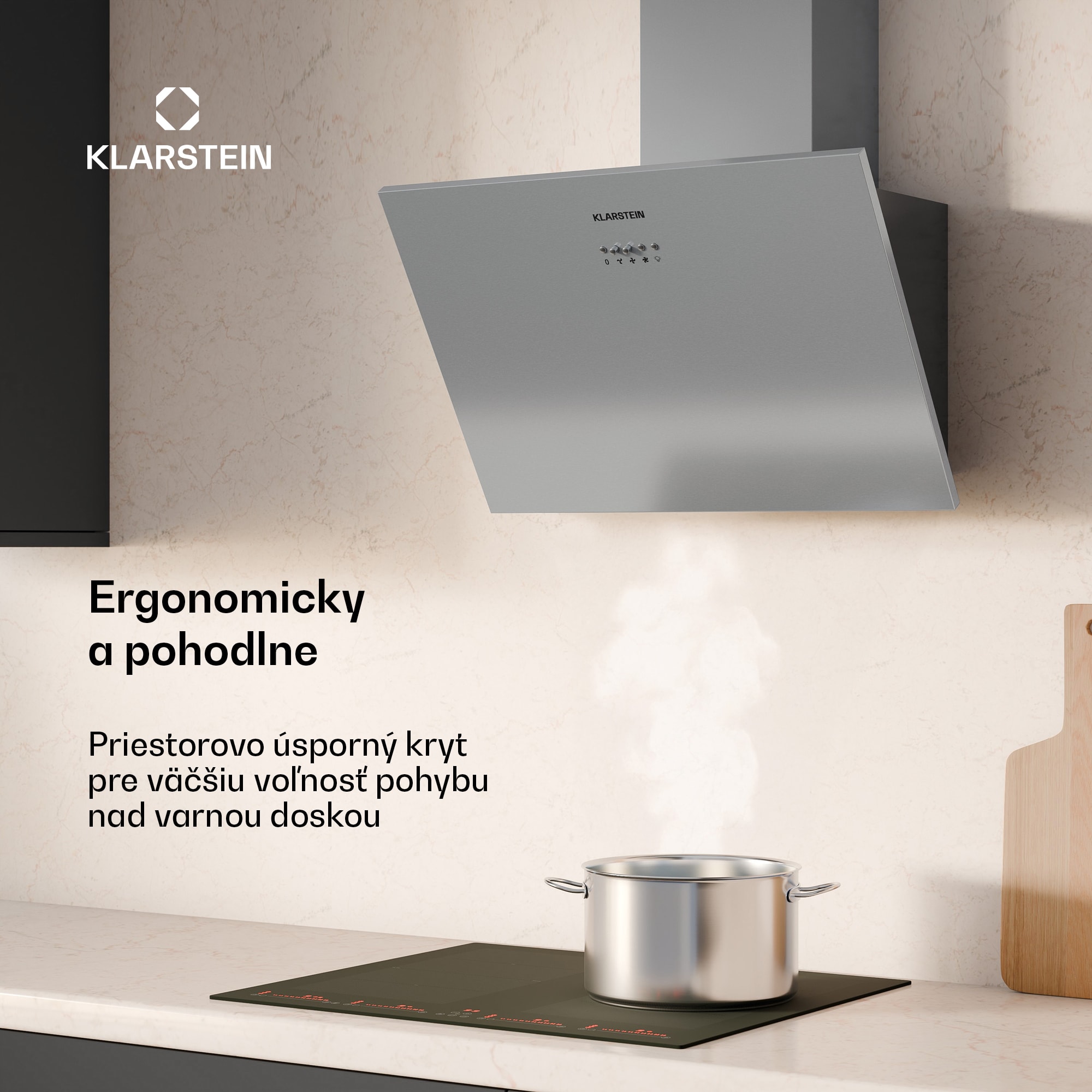 Klarstein Silver Lining odsávač bez komína | odťah a recirkulácia | prémiový dizajn | 557 m³/h | 60 cm