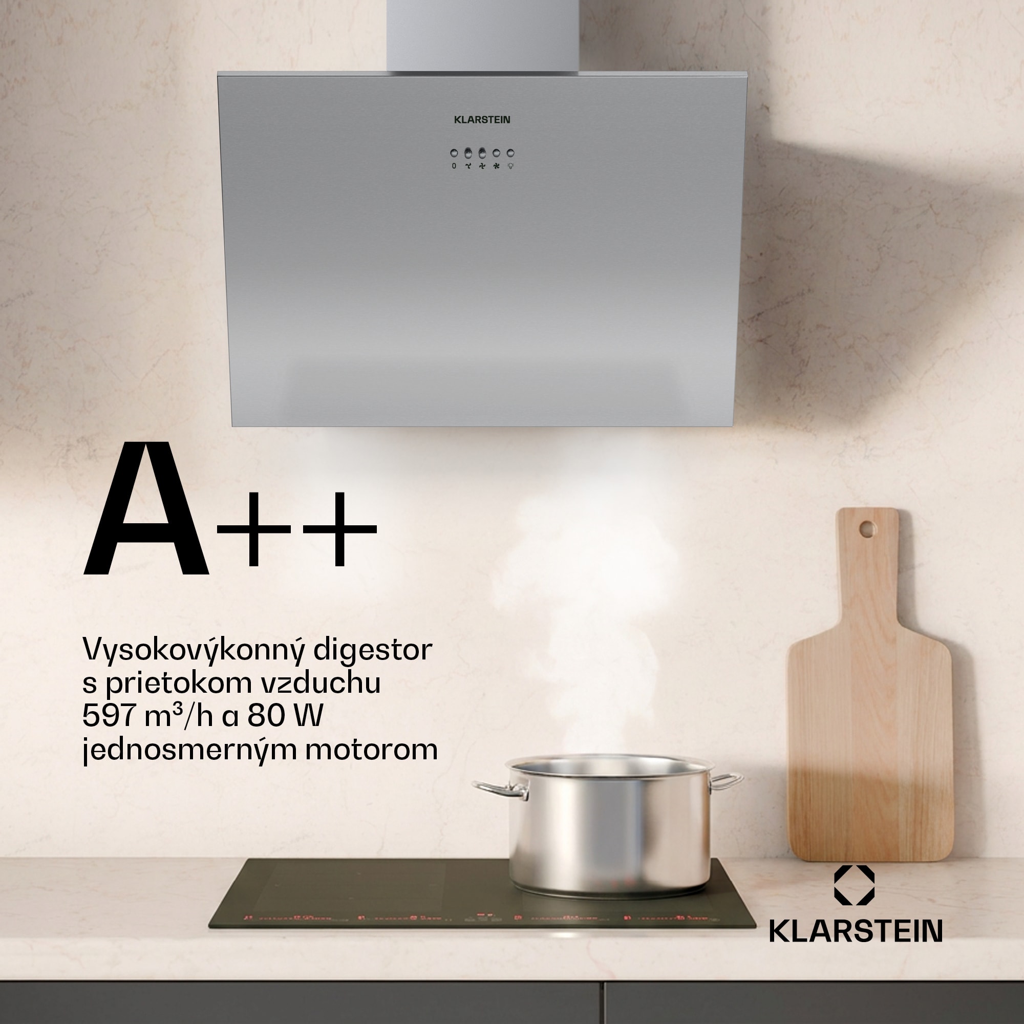 Klarstein Silver Lining odsávač bez komína | odťah a recirkulácia | prémiový dizajn | 557 m³/h | 60 cm – Obrázok 3