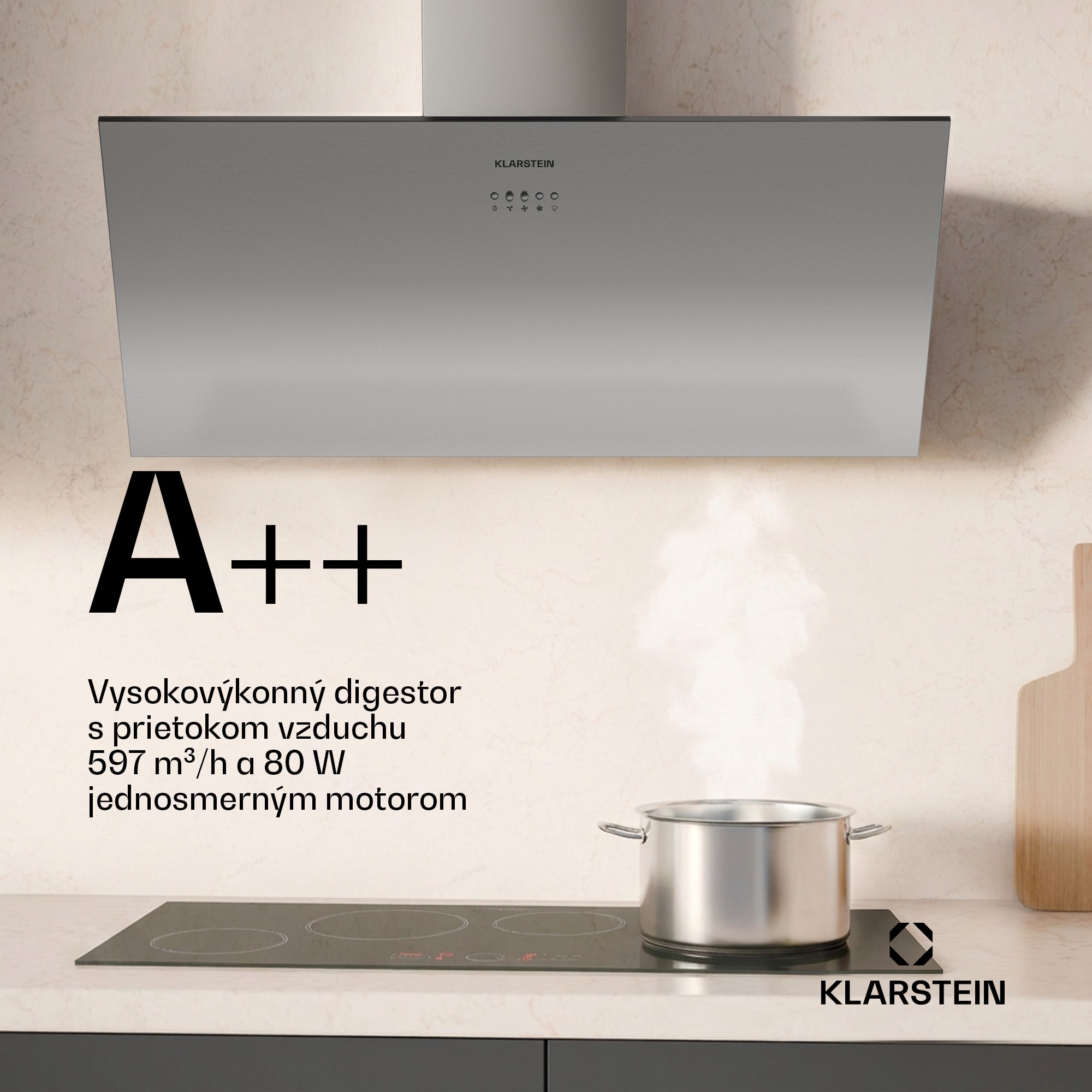 Klarstein Silver Lining bezhlavá digestoř | odťahový a recirkulačný režim | kvalitný dizajn | 557 m³/h | 90 cm – Obrázok 3