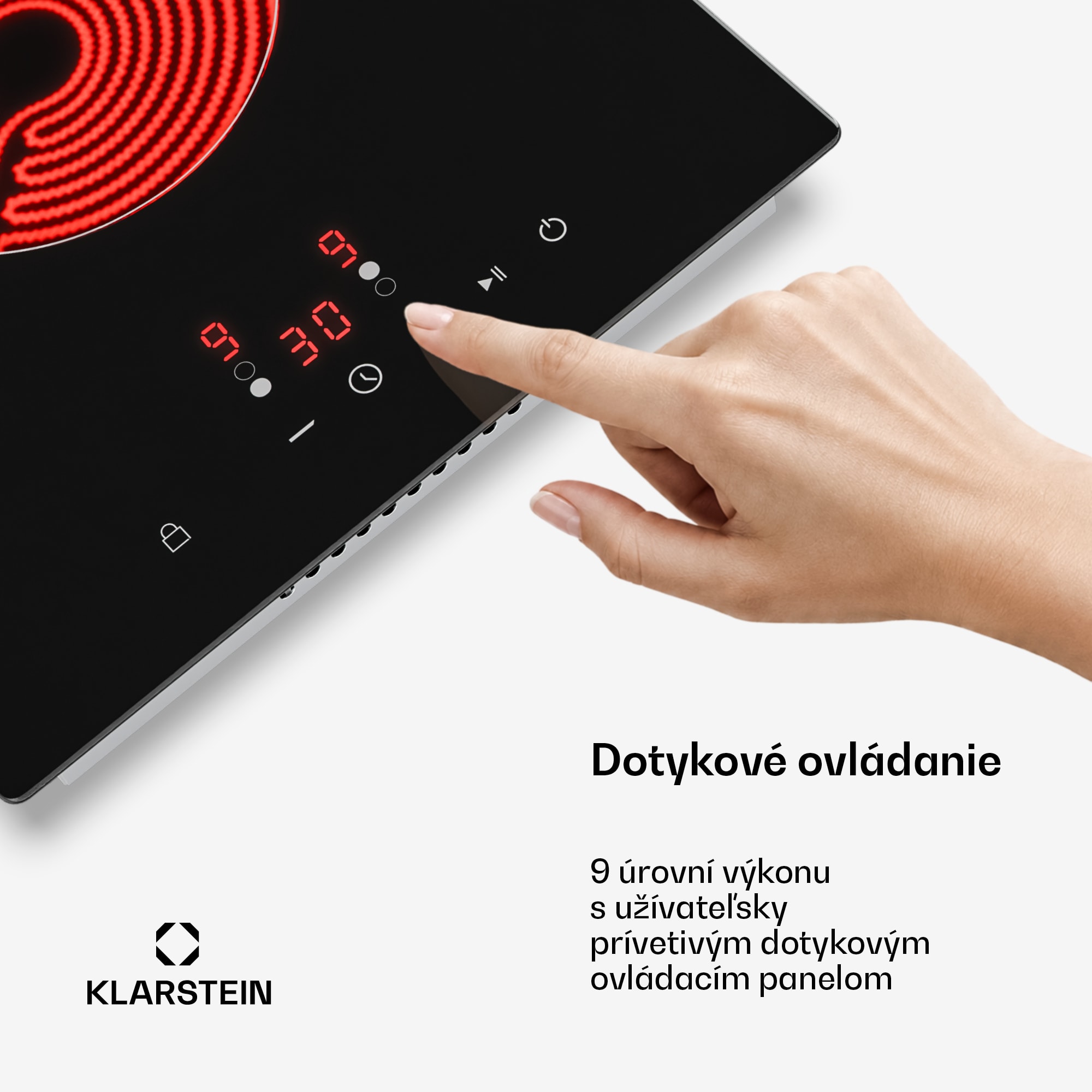 Klarstein Hito sklokeramická varná doska | 2 varné zóny | 3000 W | 9 výkonových stupňov | 30 cm – Obrázok 3