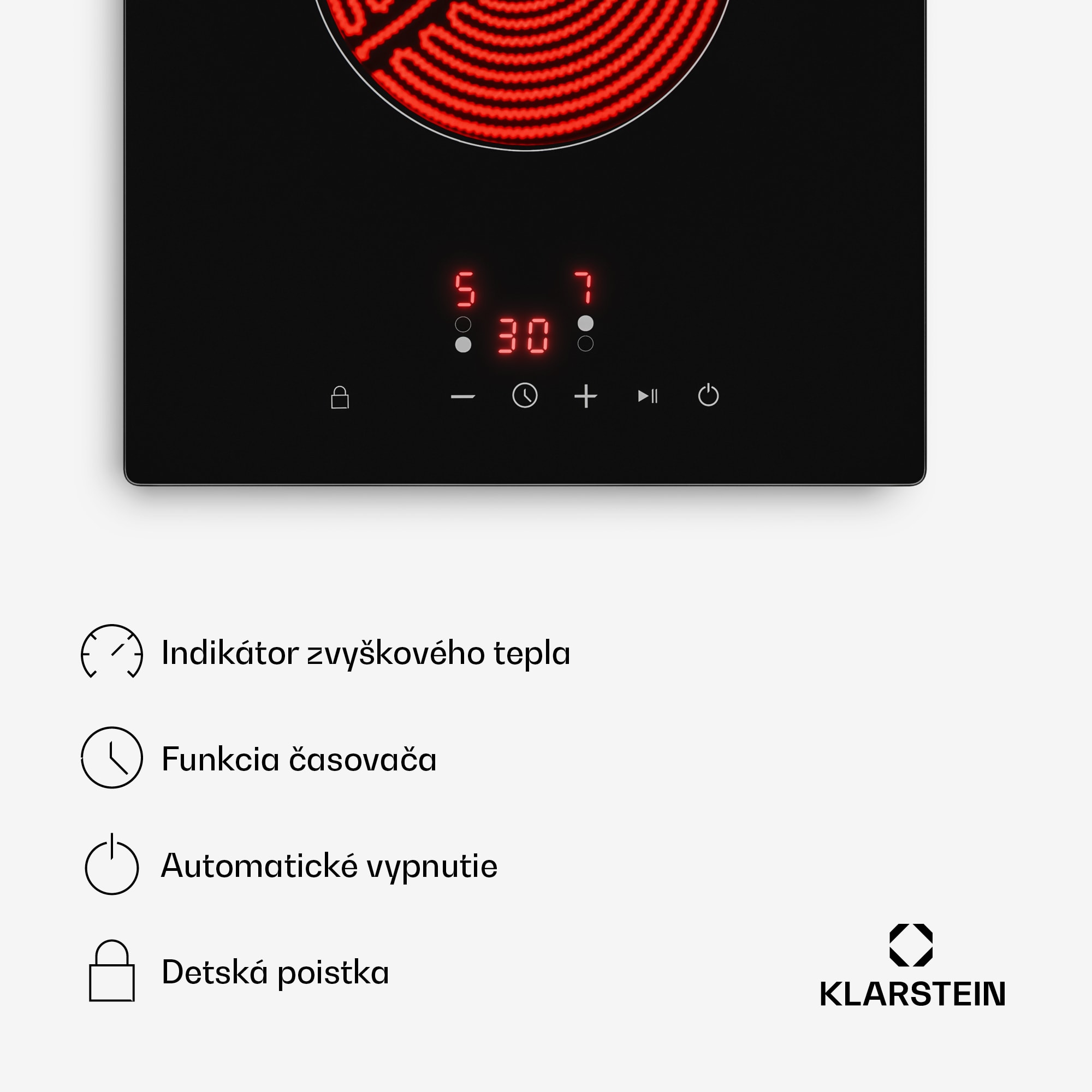 Klarstein Hito sklokeramická varná doska | 2 varné zóny | 3000 W | 9 výkonových stupňov | 30 cm – Obrázok 4