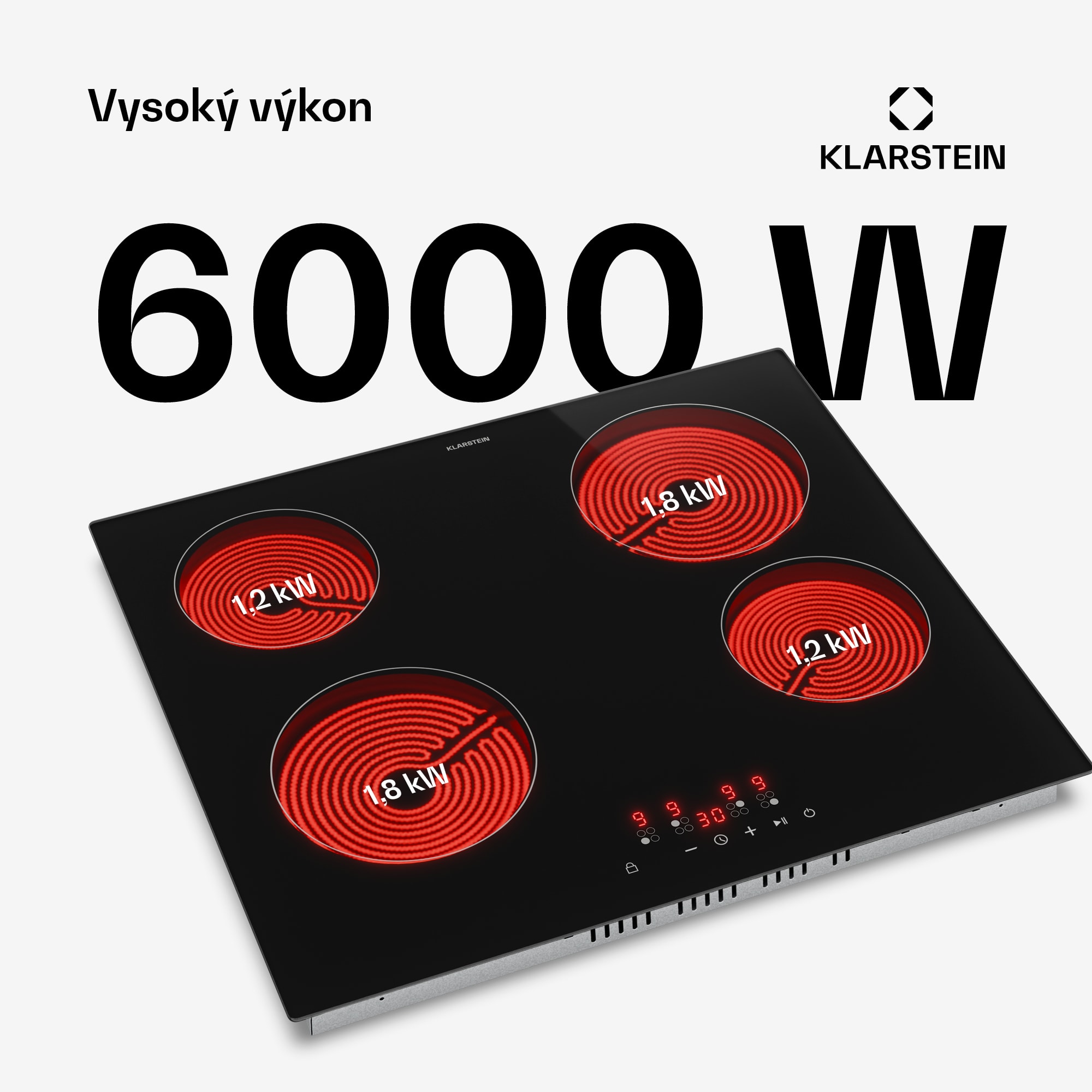 Klarstein Hito sklokeramická varná doska | 4 varné zóny | 6000 W | 9 výkonových stupňov | 60 cm – Obrázok 2
