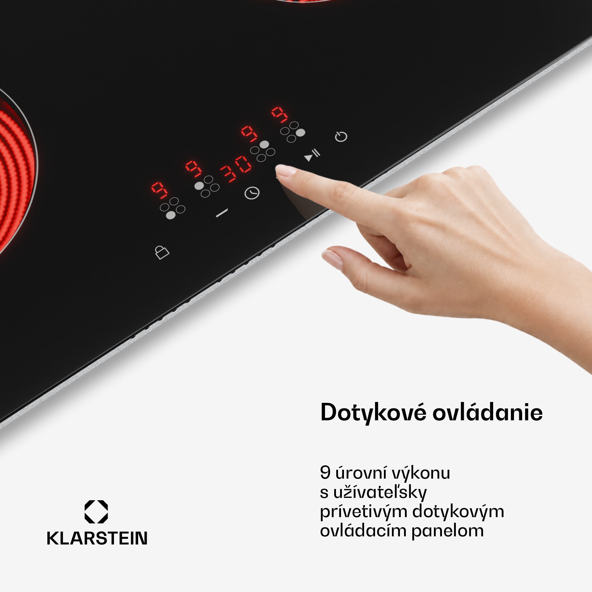Klarstein Hito sklokeramická varná doska | 4 varné zóny | 6000 W | 9 výkonových stupňov | 60 cm – Obrázok 3