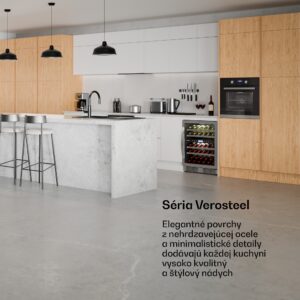 Klarstein VeroSteel vstavaná vinotéka | 2 chladiace zóny | 129 litrov | 43 fliaš | 60 cm