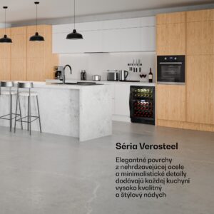 Klarstein VeroSteel vstavaná vinotéka | 2 chladiace zóny | 129 litrov | 43 fliaš | 60 cm