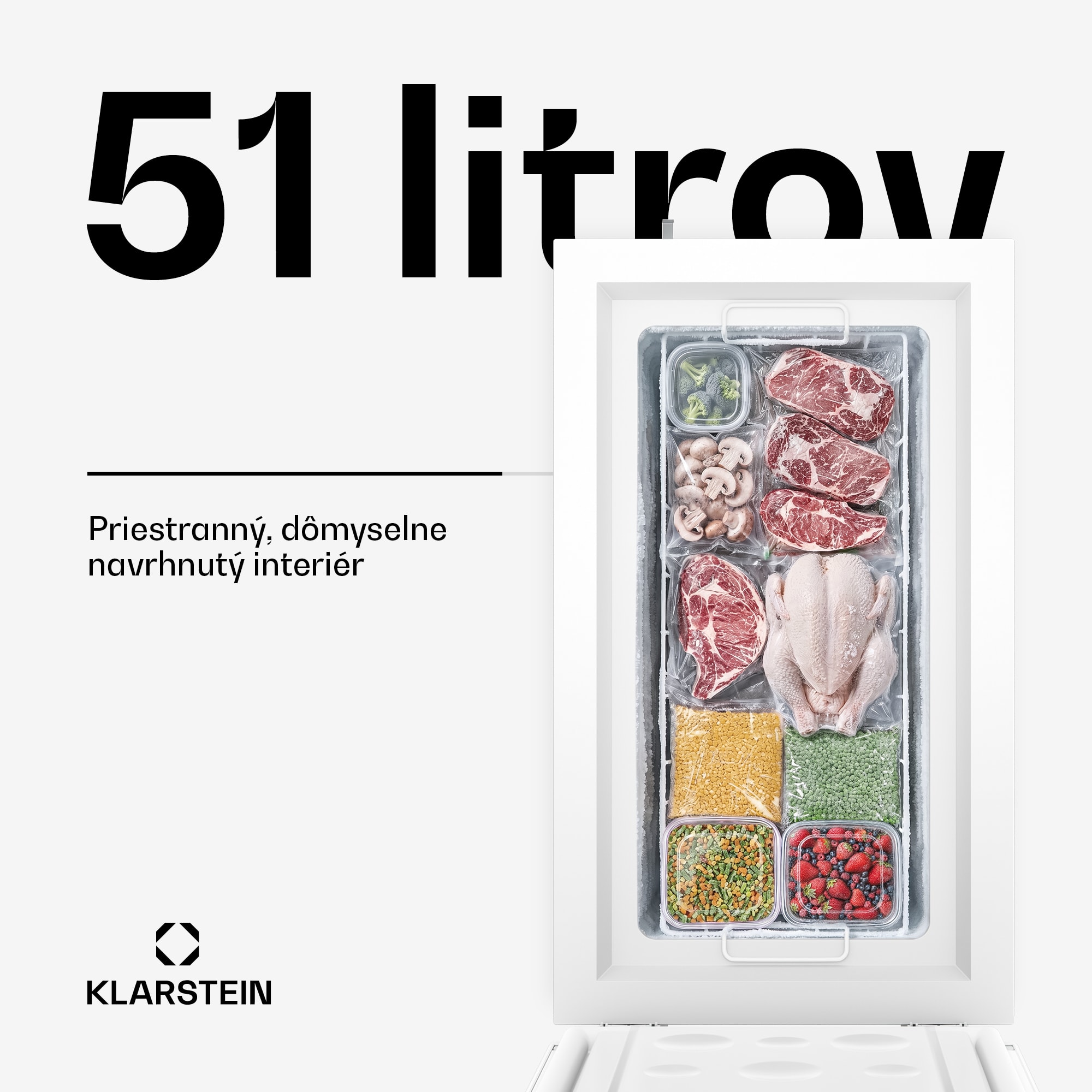 Klarstein Iceblokk mraznička | 51 l | 85 cm | -18 °C až -22 °C | 4 hviezdičky | Strieborná – Obrázok 2