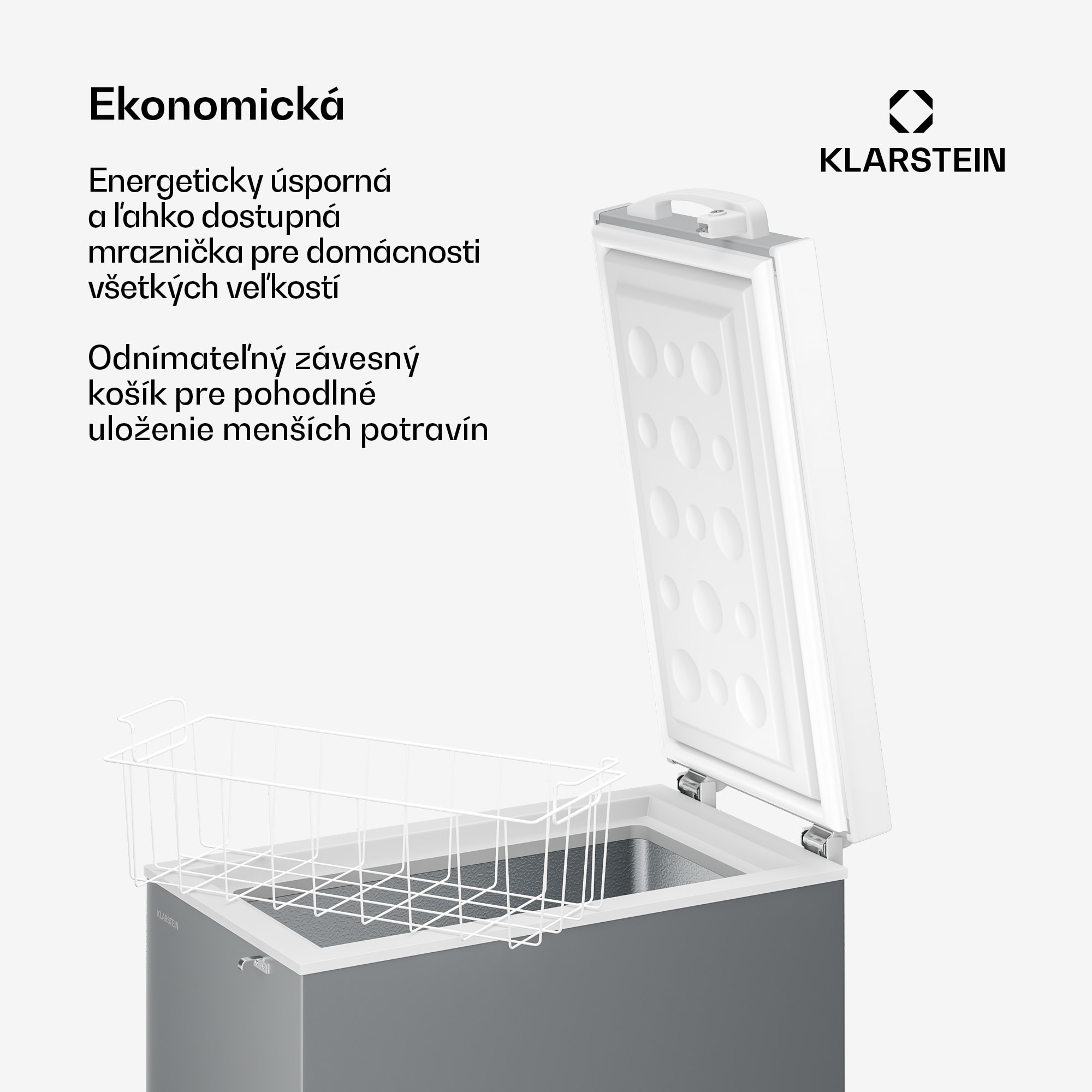 Klarstein Iceblokk mraznička | 51 l | 85 cm | -18 °C až -22 °C | 4 hviezdičky | Strieborná – Obrázok 3