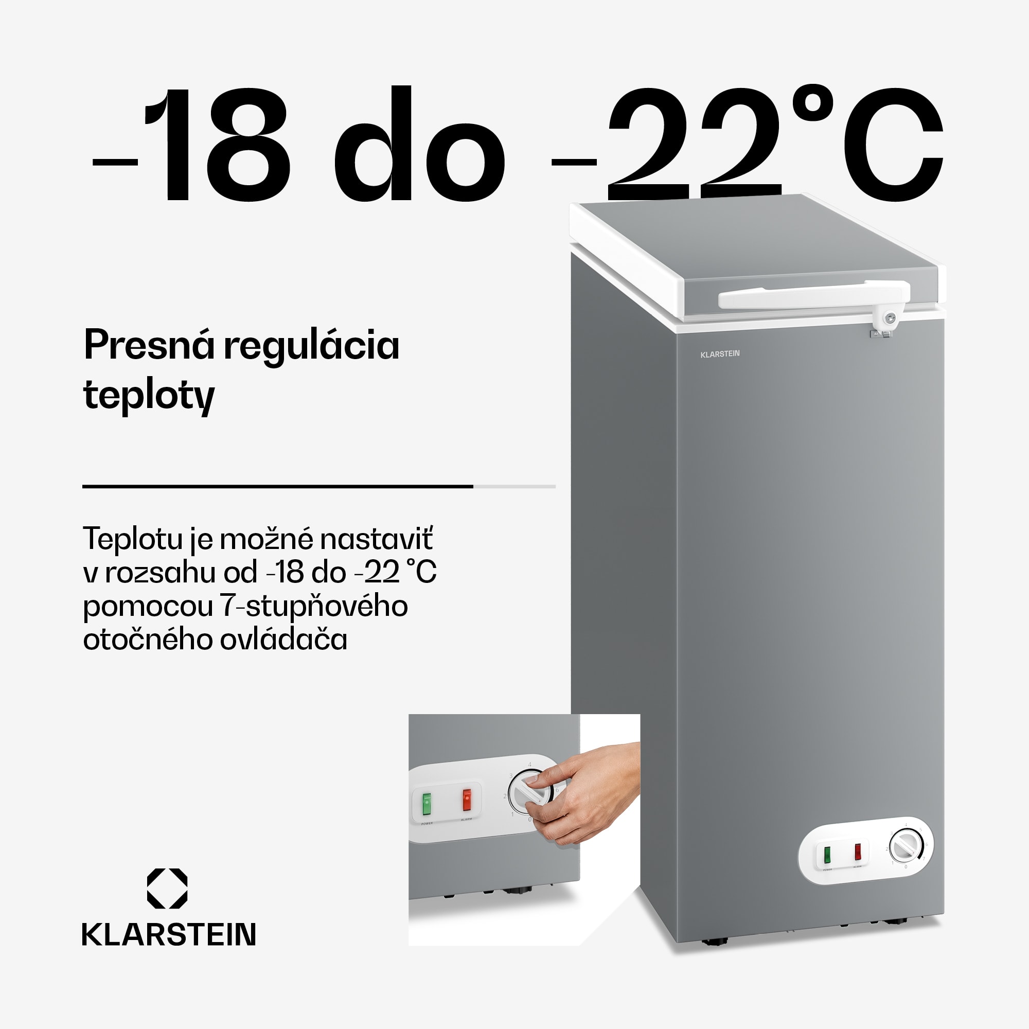 Klarstein Iceblokk mraznička | 51 l | 85 cm | -18 °C až -22 °C | 4 hviezdičky | Strieborná – Obrázok 4