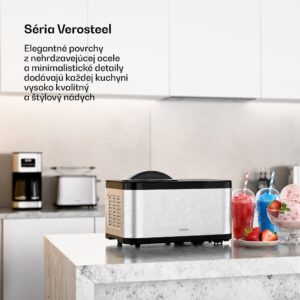 Klarstein VeroSteel zmrzlinovač s kompresorom | 1,5 l | 150 W | 4 programy | dotykové ovládanie