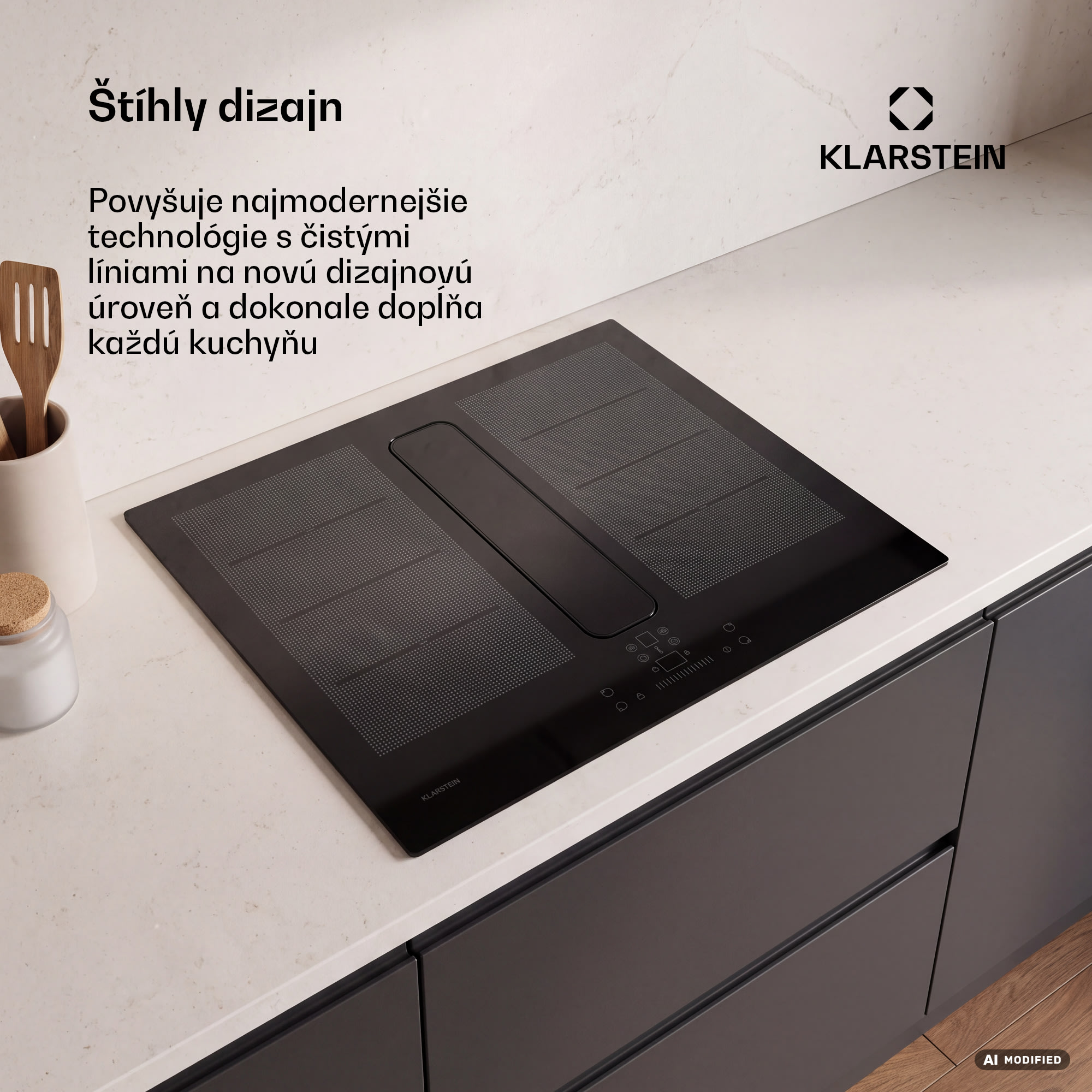 Klarstein ChefFusion indukčná varná doska s odsávačom pár | 4 varné zóny | 7200 W | 504,3 m³/h | 70 cm
