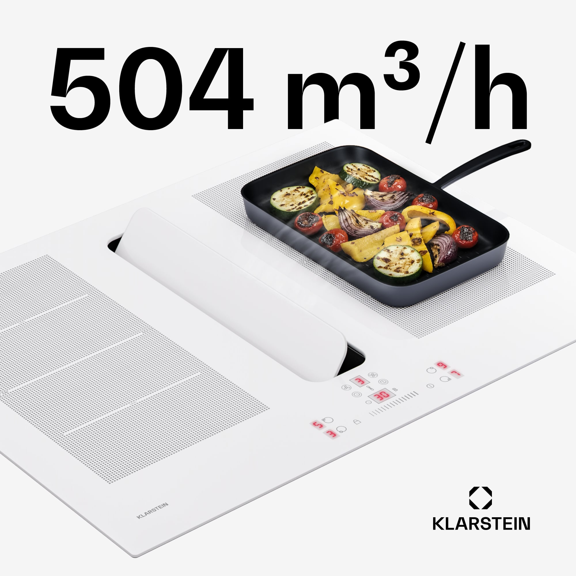 Klarstein ChefFusion indukčná varná doska s odsávačom pár | 4 varné zóny | 7200 W | 504,3 m³/h | 70 cm – Obrázok 2