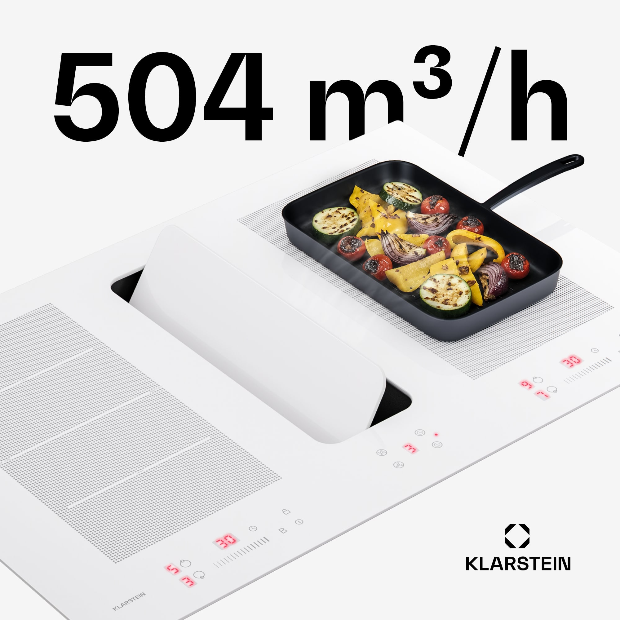 Klarstein ChefFusion indukčná varná doska s odsávačom pár | 4 varné zóny | 7200 W | 504,3 m³/h | 80 cm – Obrázok 2