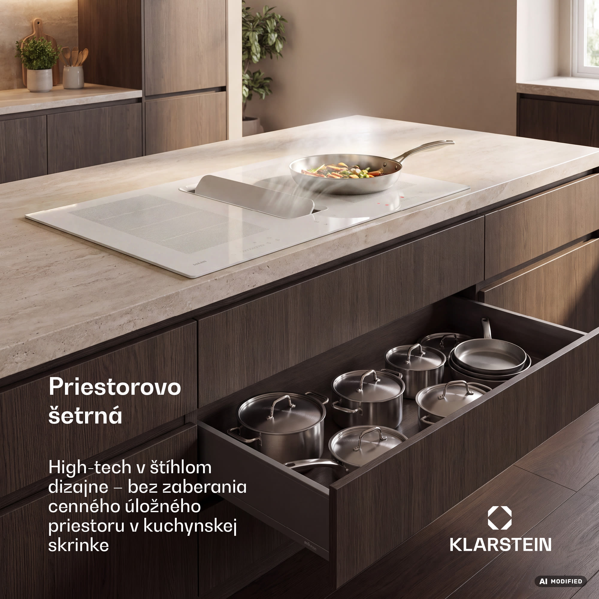 Klarstein ChefFusion indukčná varná doska s odsávačom pár | 4 varné zóny | 7200 W | 504,3 m³/h | 80 cm – Obrázok 4