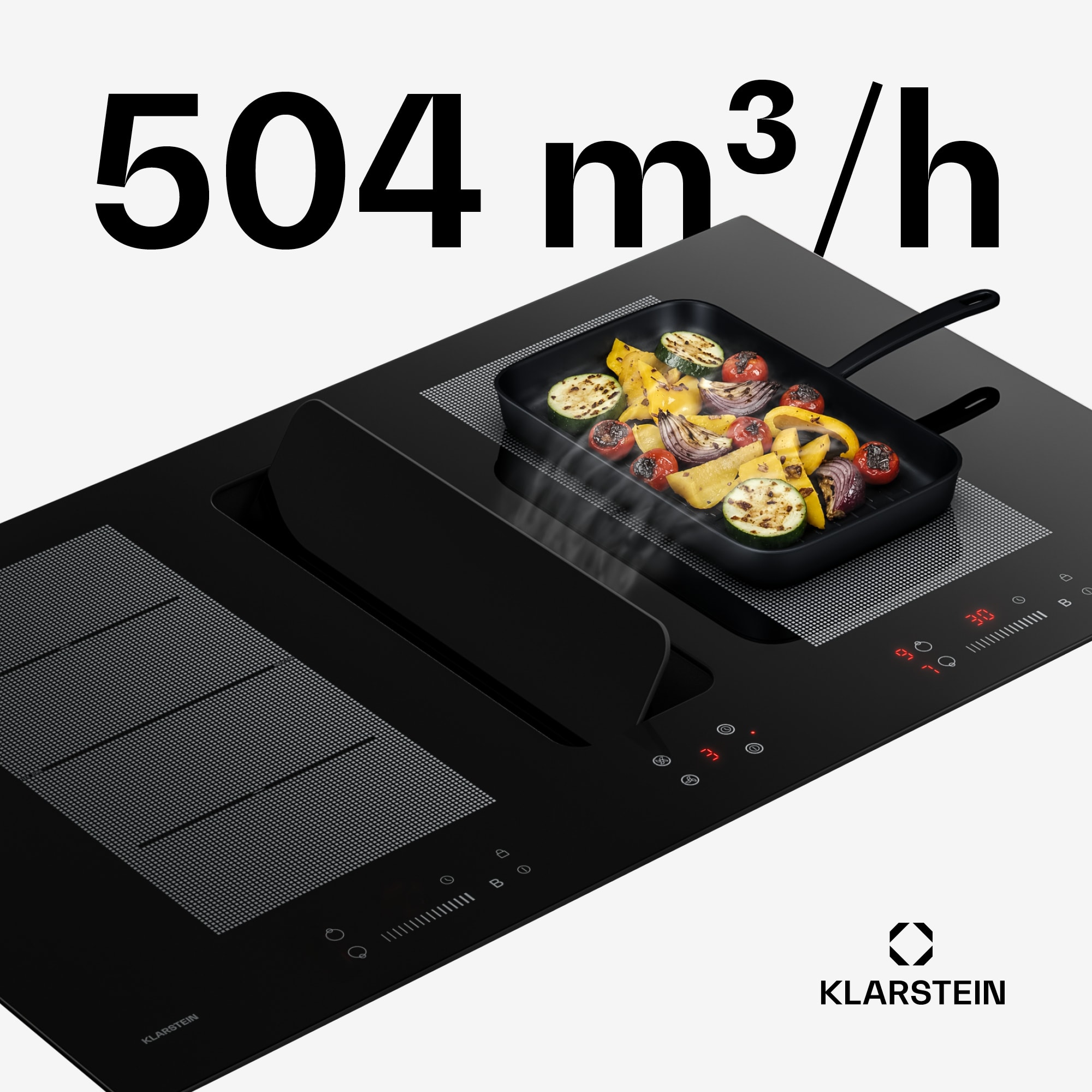 Klarstein ChefFusion indukčná varná doska s odsávačom pár | 4 varné zóny | 7200 W | 504,3 m³/h | 90 cm – Obrázok 2