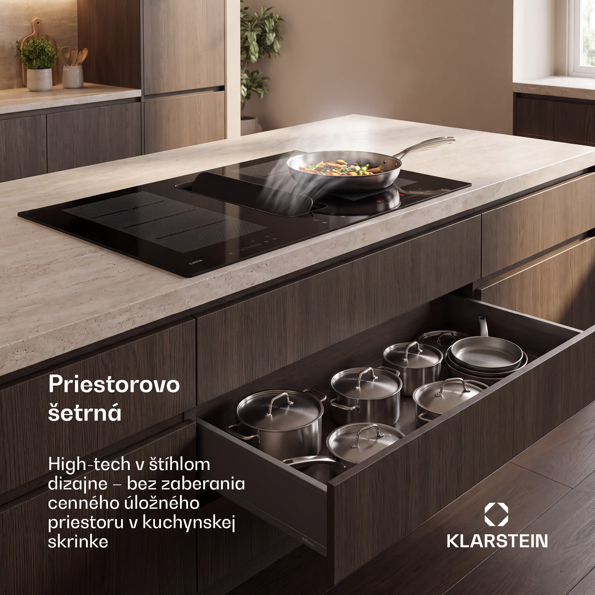 Klarstein ChefFusion indukčná varná doska s odsávačom pár | 4 varné zóny | 7200 W | 504,3 m³/h | 90 cm – Obrázok 4