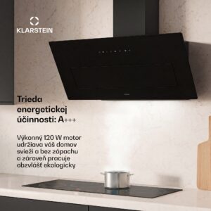 Klarstein SleekAir šikmý digestor | Režimy odsávania a recirkulácie | Ušľachtilý dizajn | 720 m³/h | 90 cm
