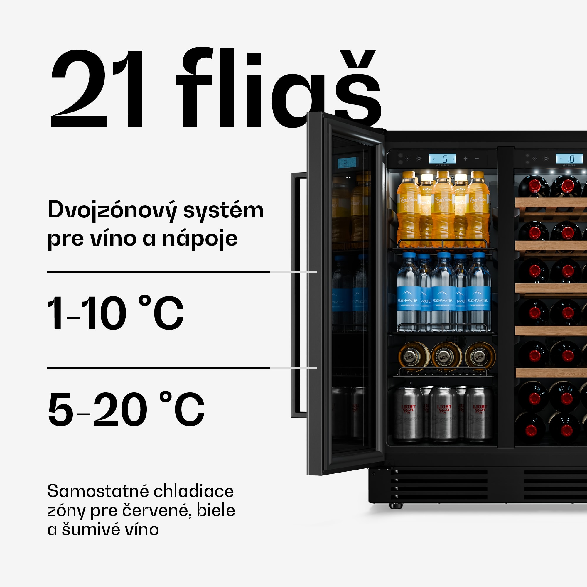 Klarstein Velaire podpultová 2-zónová chladnička na víno | 126L | 122 fliaš | UV ochrana | 60 cm – Obrázok 2