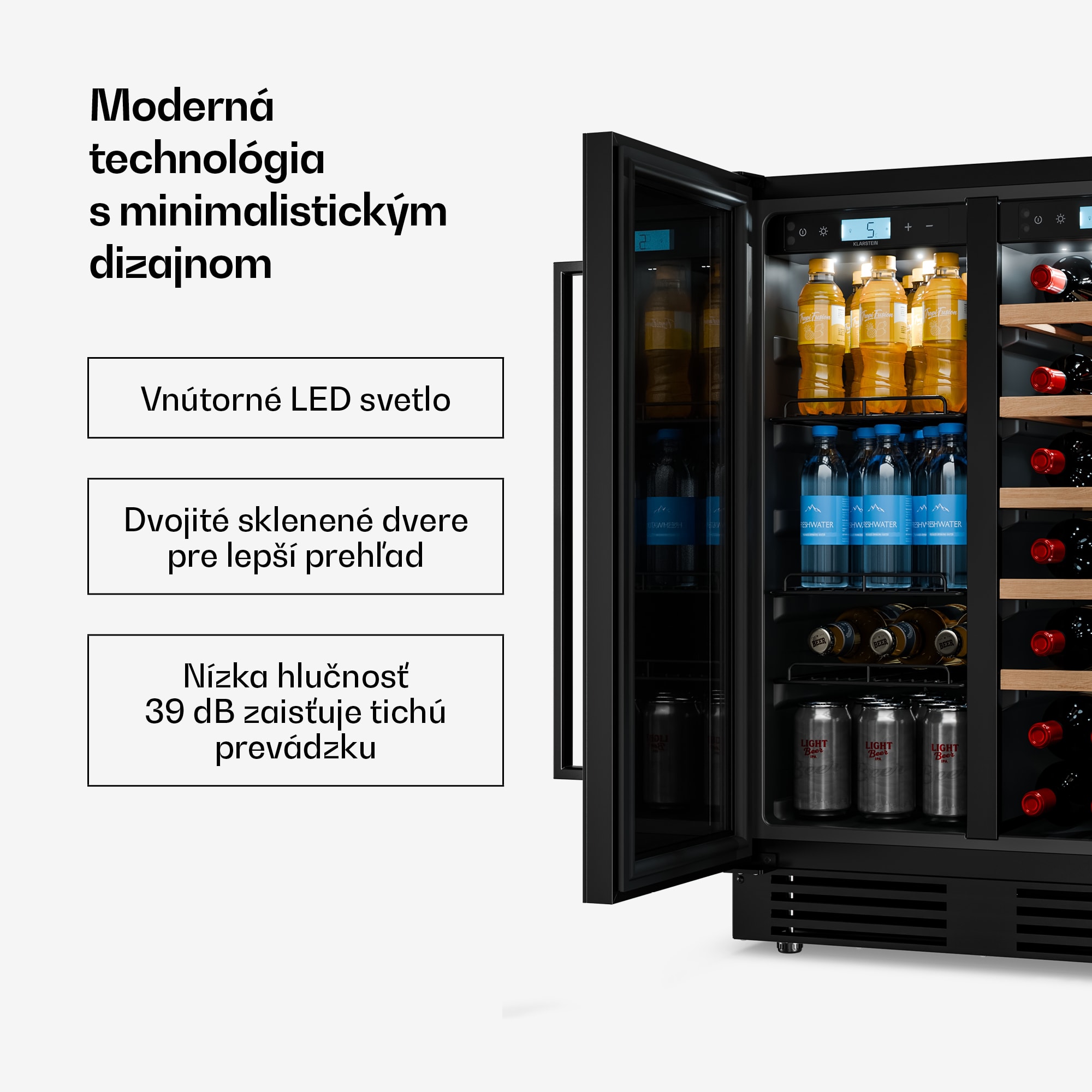 Klarstein Velaire podpultová 2-zónová chladnička na víno | 126L | 122 fliaš | UV ochrana | 60 cm – Obrázok 3