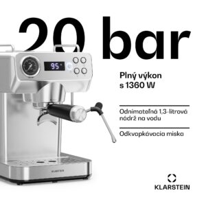 Klarstein Libeica Evo kávovar | 1360 W | 20 bar | 1,3 l | Vrátane napenenia mlieka