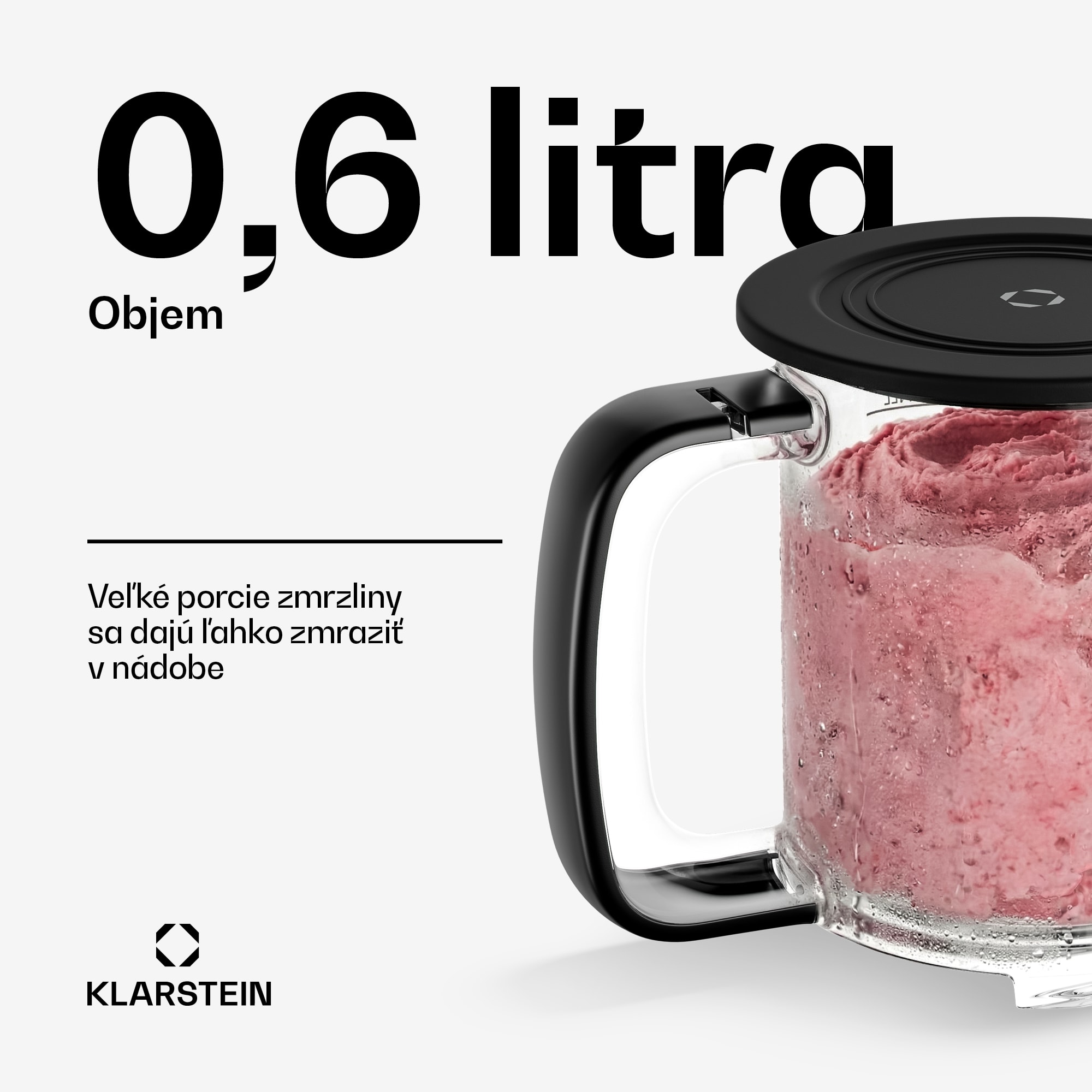 Klarstein Velaire nádoba na ľad | 0,6 l | Tritan | Odolná | Silikónový uzáver | Vhodná do umývačky riadu