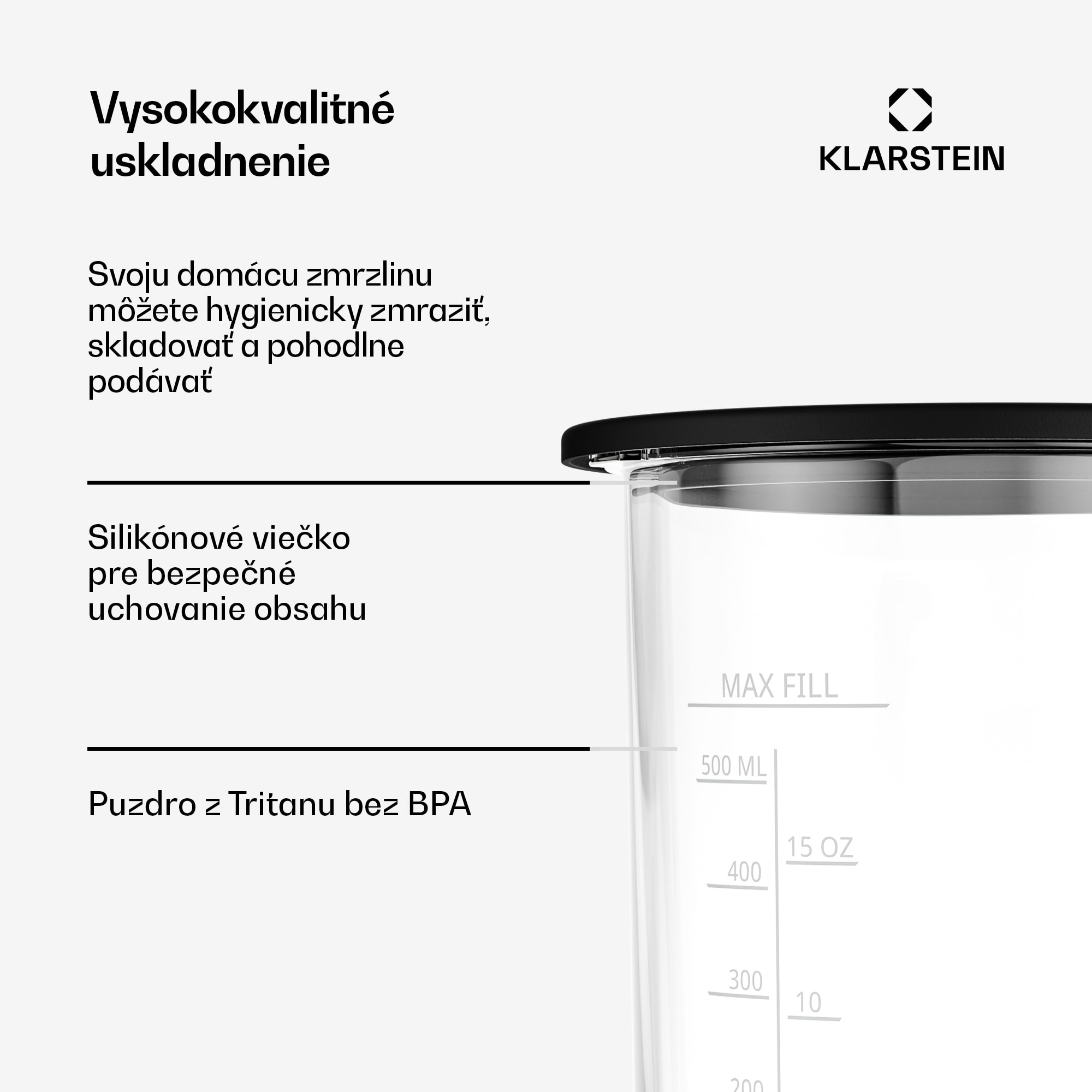 Klarstein Velaire nádoba na ľad | 0,6 l | Tritan | Odolná | Silikónový uzáver | Vhodná do umývačky riadu – Obrázok 2