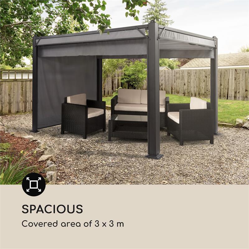 Blumfeldt Pantheon Cortina, náhradná strecha, 3x3m, polyester, 180g/m², sivá – Obrázok 2