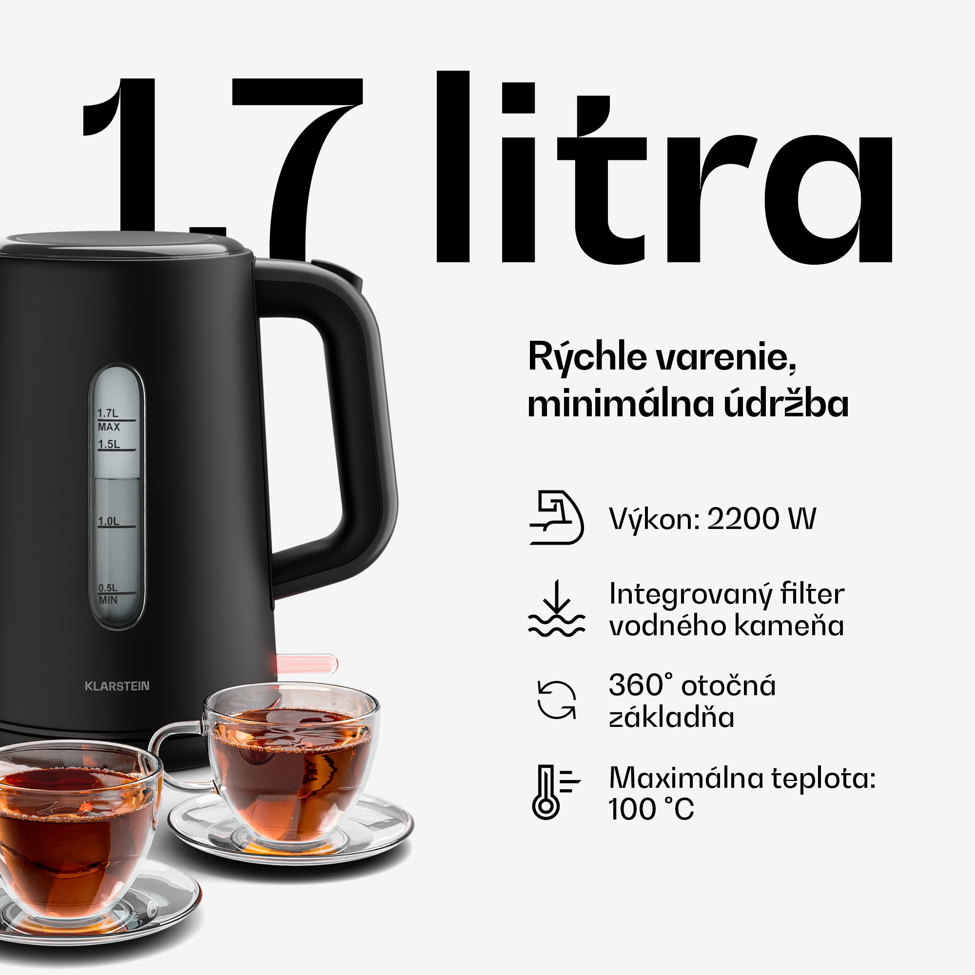 Klarstein Velaire základná sada na raňajky | 2-štrbinový hriankovač & rýchlovarná kanvica | 800 W | 1,7 l – Obrázok 4