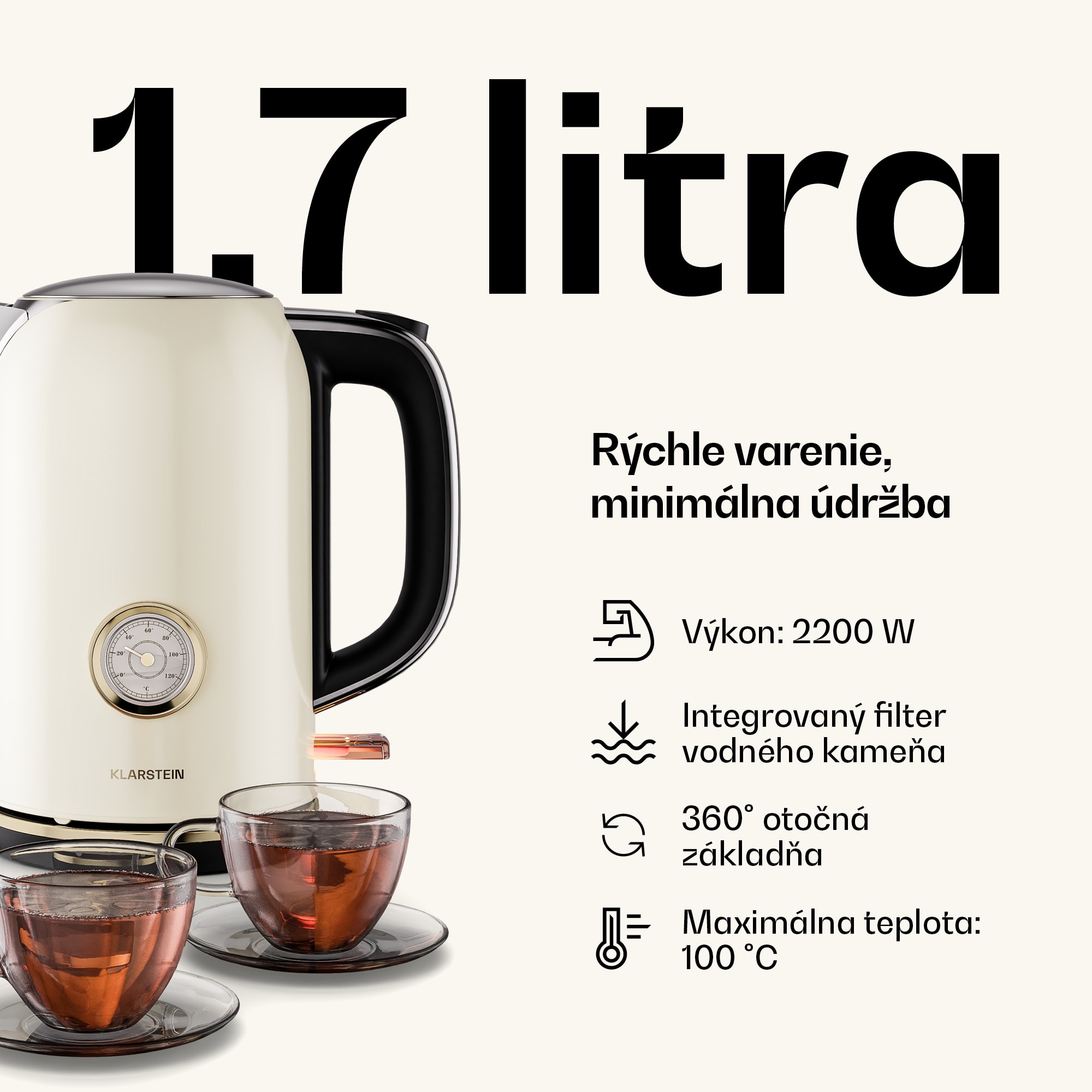 Klarstein Victoria základná raňajková sada | 2-štrbinový hriankovač & varná kanvica – Obrázok 4
