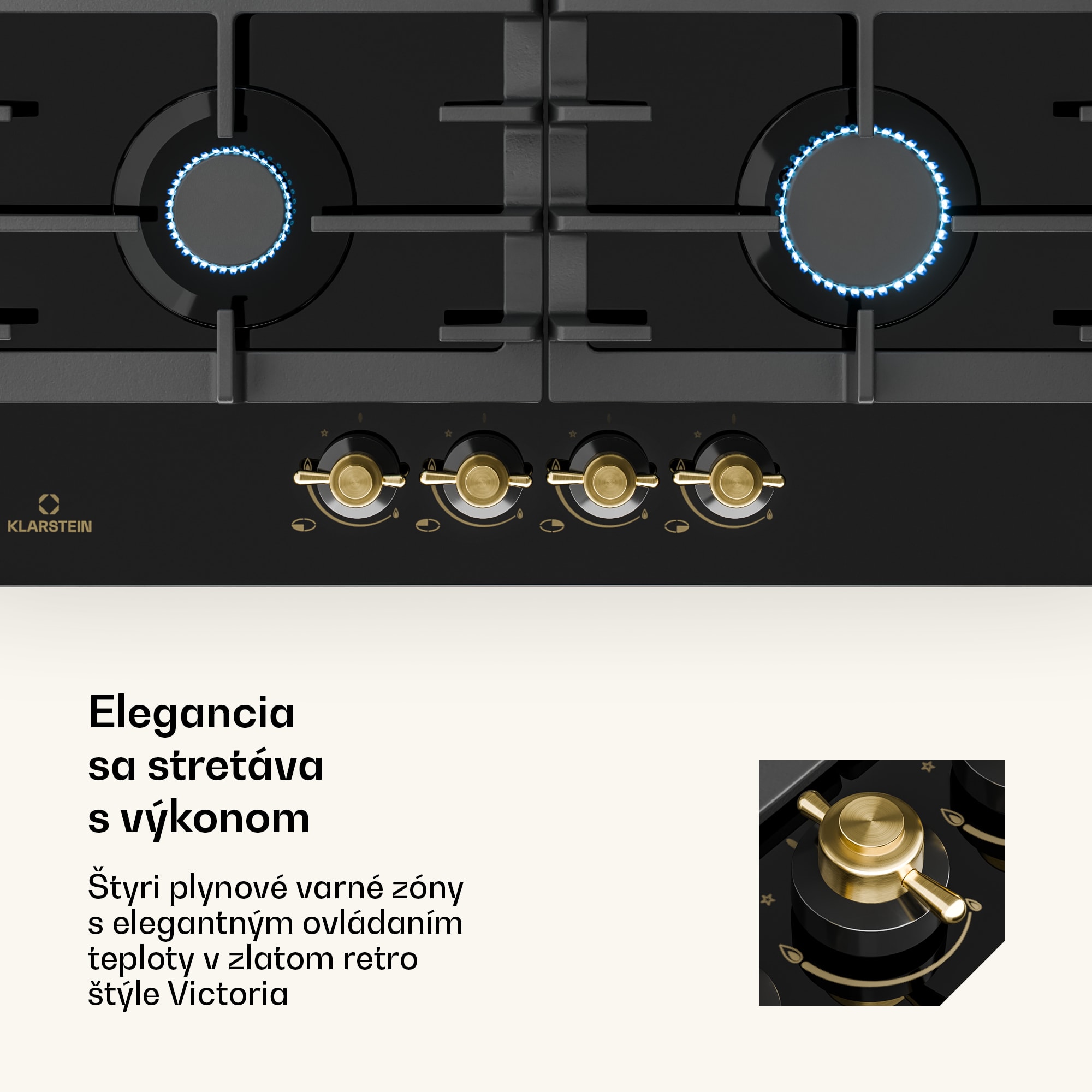 Klarstein Victoria 60 Duo Set plyn | plynová varná doska | odsávač pár – Obrázok 3
