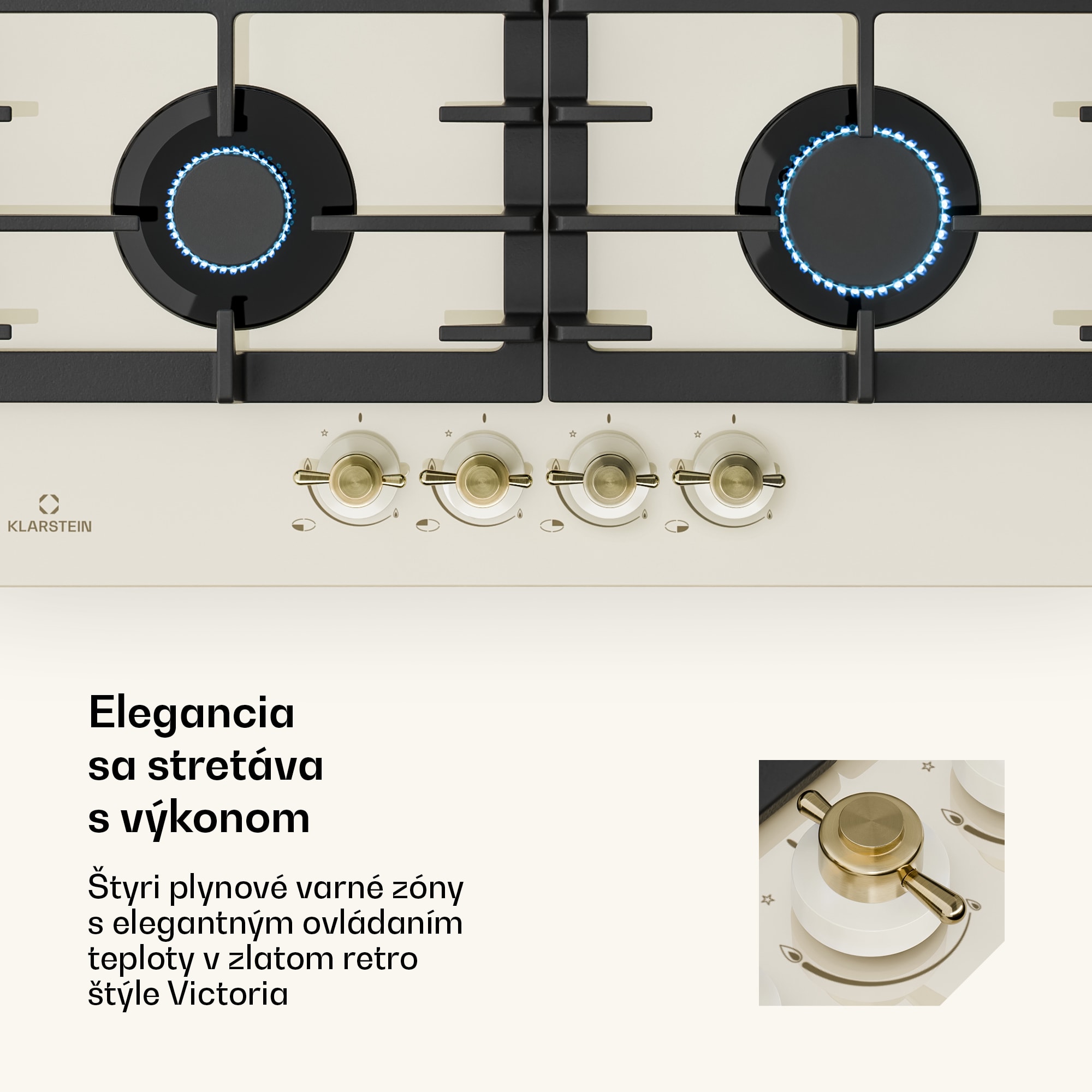 Klarstein Victoria 60 Duo Set plyn | plynová varná doska | odsávač pár – Obrázok 3