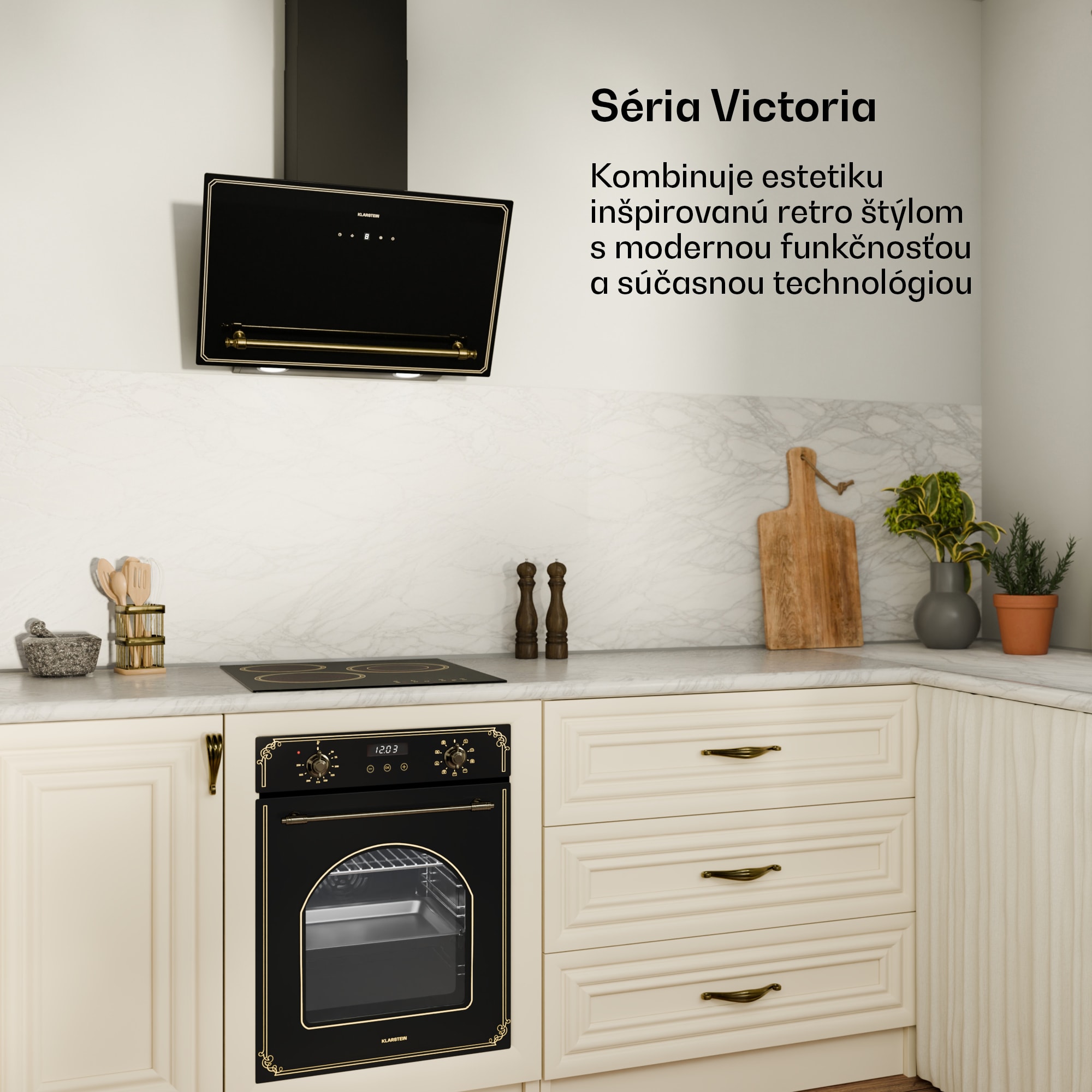 Klarstein Victoria sklokeramická varná doska + Victoria úzka rúra | Nadčasové | 45 cm
