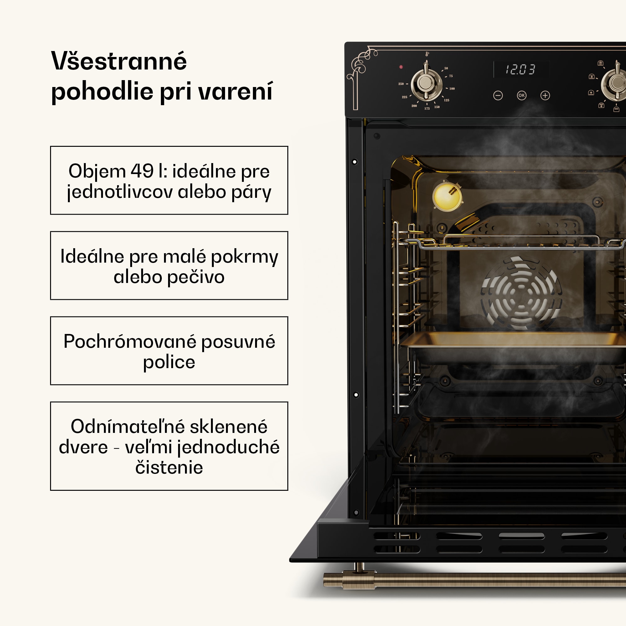Klarstein Victoria sklokeramická varná doska + Victoria úzka rúra | Nadčasové | 45 cm – Obrázok 2