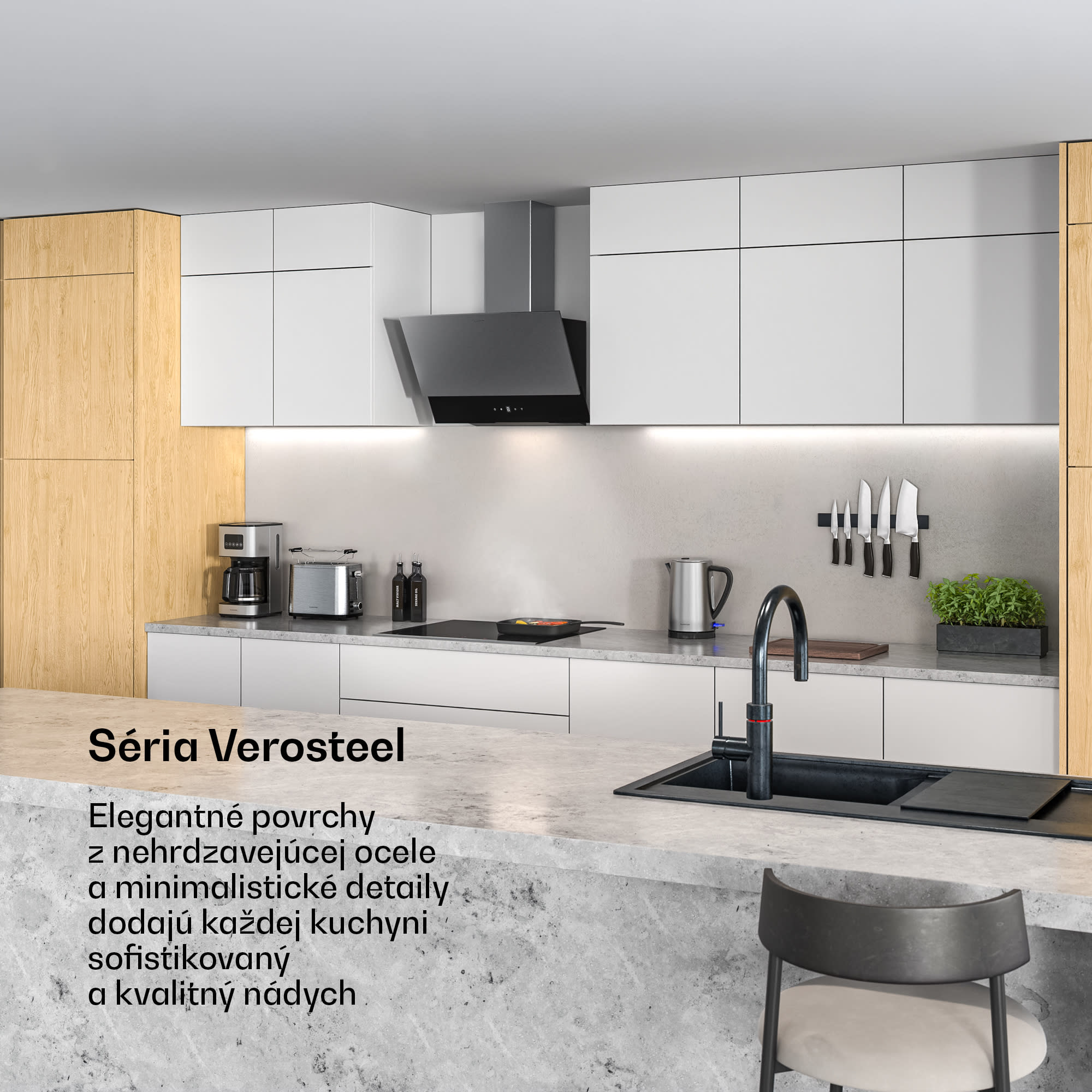 Klarstein Verosteel indukčná varná doska + Verosteel odsávač pár bez komína | 60 cm