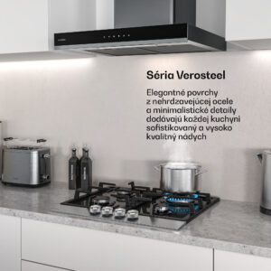 Klarstein Verosteel plynová varná doska + Verosteel komínový odsávač | Nerez | 60 cm