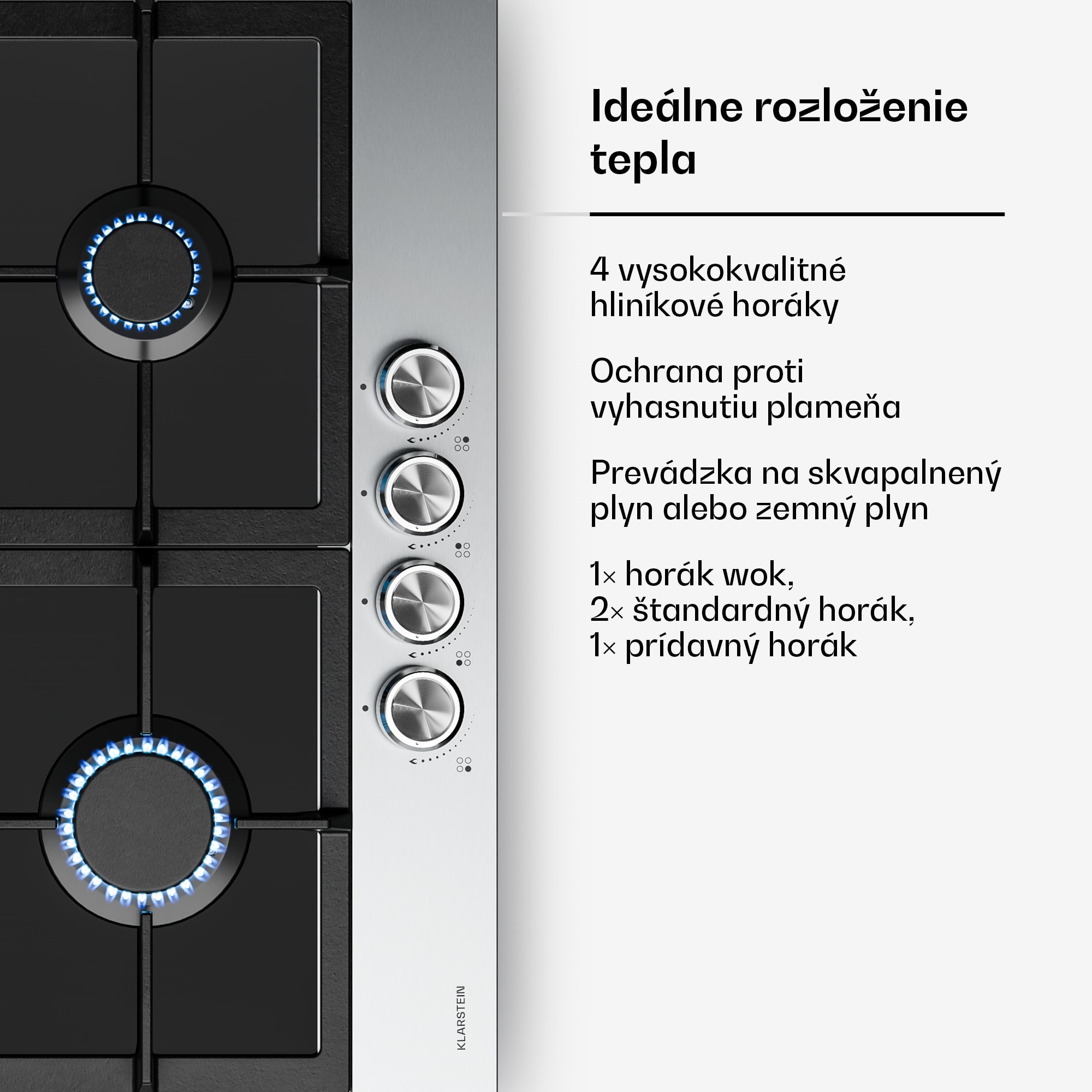 Klarstein Verosteel plynová varná doska + Verosteel komínový odsávač | Nerez | 60 cm – Obrázok 4
